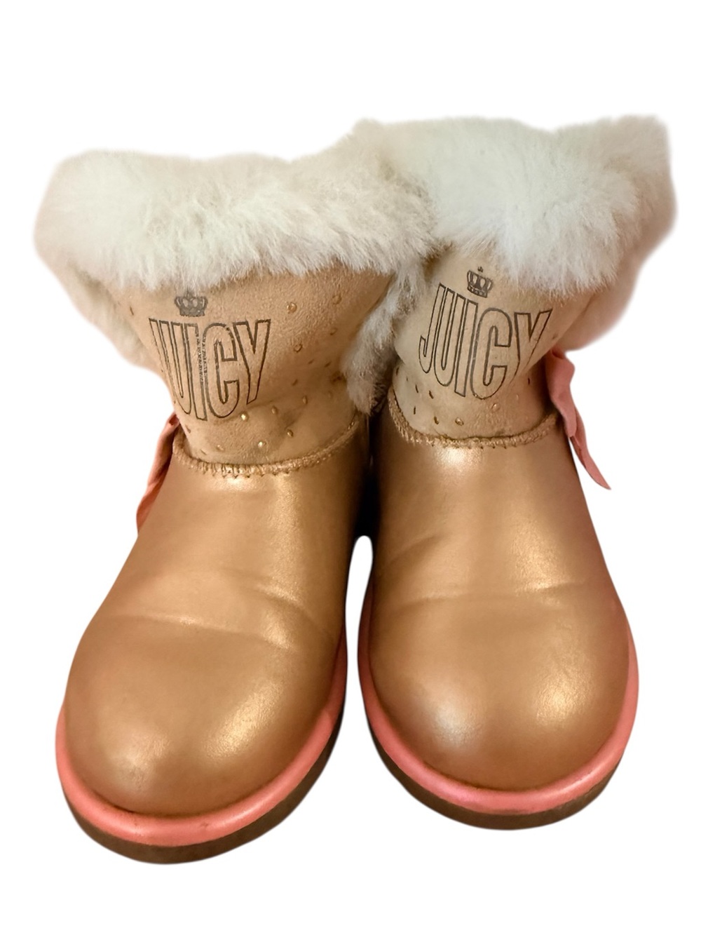 Juicy Couture JJK Lil Perris Gold Toddler Furry Boots, size 10M